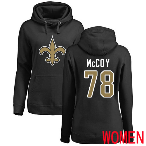 New Orleans Saints Black Women Erik McCoy Name and Number Logo NFL Football 78 Pullover Hoodie Sweatshirts